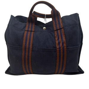 Hermès Herbag Cabas Blue Canvas Tote Bag